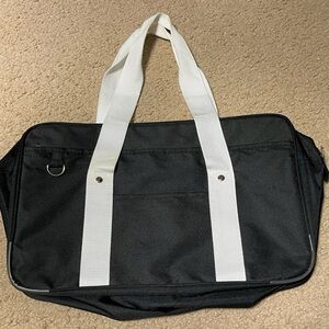 Black School Bag | Laptop Bag | Zip Top | White Straps | Minimal Design
